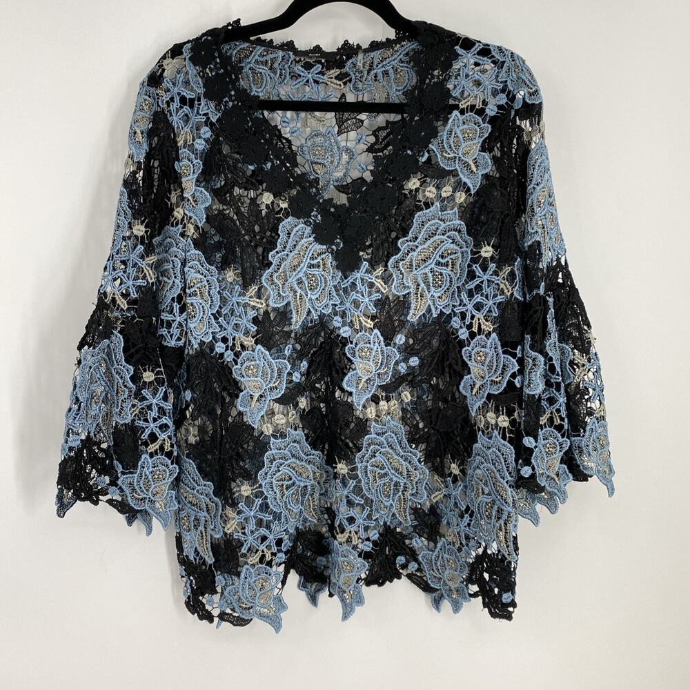Kobi Crochet Open Knit Top Women’s Large Floral Boho Coastal Beach Grunge 754